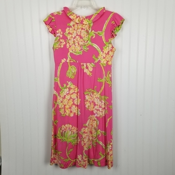Lilly Pulitzer Ruffle Dress Floral Silk Blend Midi Flutter Sleeve Stretch V neck - Picture 2 of 10